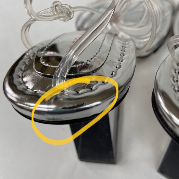 Good AmericanClear Block Heel Clear Straps Sandals Size 5.5 New - Picture 16 of 16